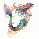 black mermaid surrounded tattoo design idea