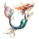black mermaid surrounded tattoo design idea