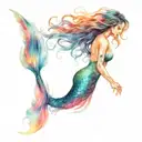 black mermaid surrounded tattoo design idea