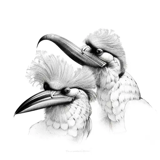 Two Hornbills tattoo design idea