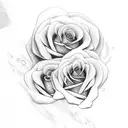 roses, girl eyeball with lashes in center, with waves of water surrounding the roses tattoo design idea