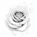 roses, girl eyeball with lashes in center, with waves of water surrounding the roses tattoo design idea