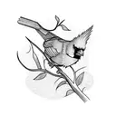 Cardinal resting on a branch tattoo design idea