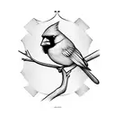 Cardinal resting on a branch tattoo design idea