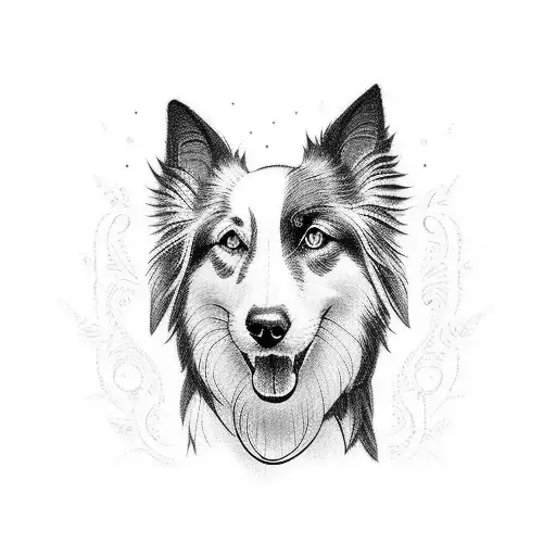 short hair border collie tattoo design idea