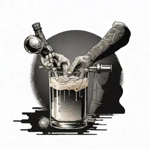 Bartender mixing a cocktail with the date X.XII.MMXXIV incorporated tattoo design idea