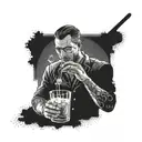 Bartender mixing a cocktail with the date X.XII.MMXXIV incorporated tattoo design idea