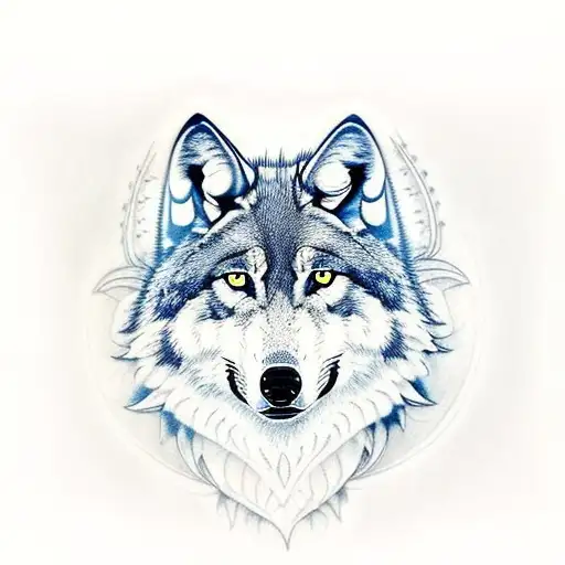 sleeve with a wolf, full moon, raven flying, realistic tattoo design idea