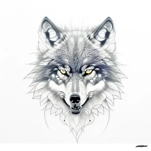 dark angry wolf, full moon, raven tattoo design idea