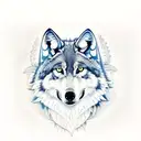 sleeve with a wolf, full moon, raven flying, realistic tattoo design idea