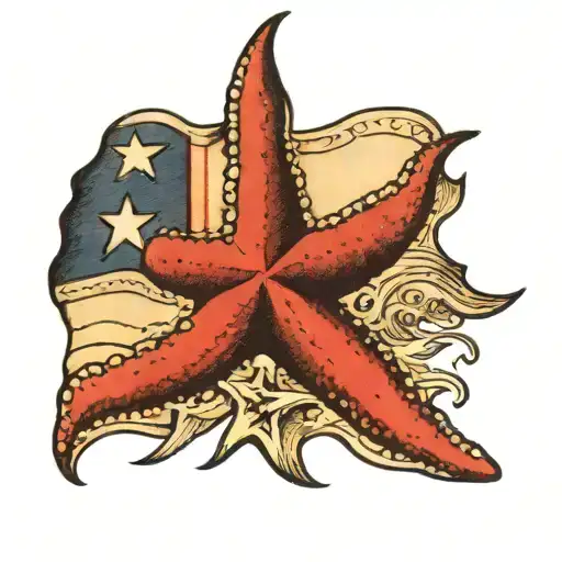 Texas flag starfish tattoo design idea