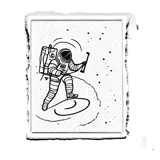 a man playing a guitar on the moon tattoo design idea