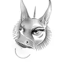 Anubis clock eye tattoo design idea