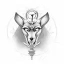 Anubis clock eye tattoo design idea