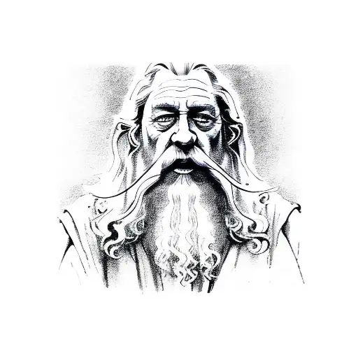 Gandalf on a bike smoking a joint tattoo design idea