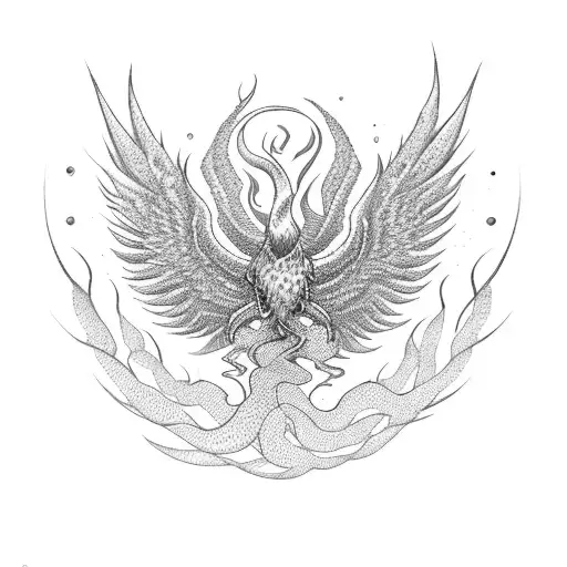 Phoenix and snake  tattoo design idea