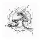 Phoenix and snake  tattoo design idea