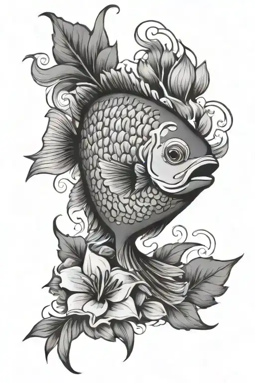 coi fish with sampaguita and filipino sun tattoo design idea