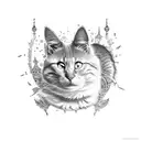cat eat mouse tattoo design idea