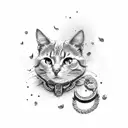 cat eat mouse tattoo design idea