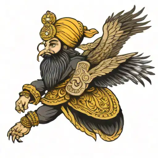 sikh warrior and sikh guru gobind singh eagle and the golden temple amritsar with a map of punjab  tattoo design idea