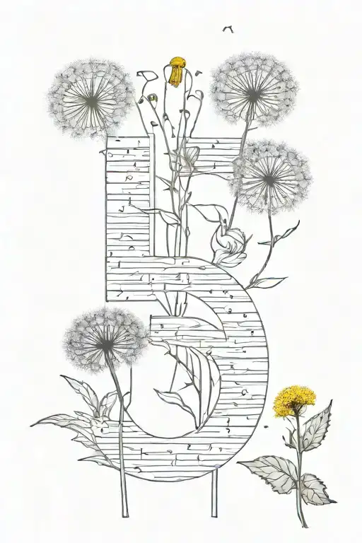 3 dandelions the letters W, A, and IO next to the stems tattoo design idea