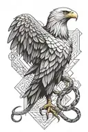 eagle holding snake slithering tattoo design idea