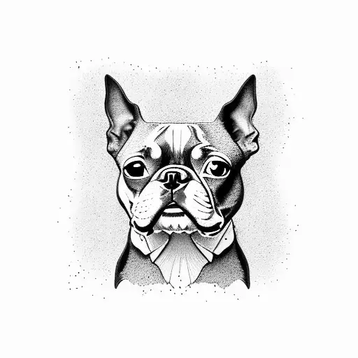 boston terrier tattoo design idea