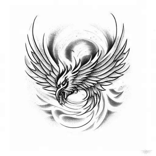 A phoenix rising from the ashes tattoo design idea