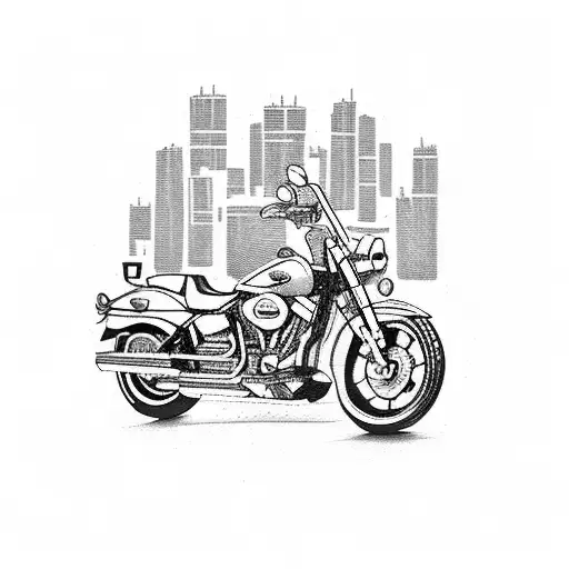 Harley-Davidson motorcycle cruising through a world map tattoo design idea