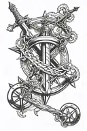 trident with ships wheel intertwined tattoo design idea