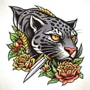 panther dagger tattoo design idea