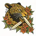 panther dagger tattoo design idea