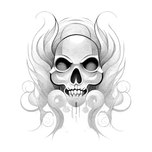 A wave composed of theater masks and drama masks tattoo design idea