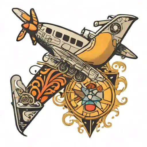 cocktail airplane coding symbols tattoo design idea