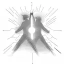 A silhouette of a person standing at a crossroads, with one path leading to darkness and the other to light, symbolizing the struggle between uncertainty and hope tattoo design idea