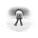 A silhouette of a person standing at a crossroads, with one path leading to darkness and the other to light, symbolizing the struggle between uncertainty and hope tattoo design idea