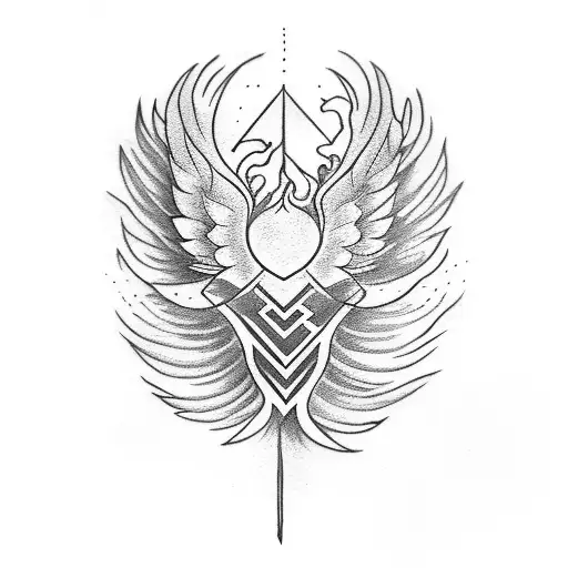 Phoenix , lotus and a circle  tattoo design idea