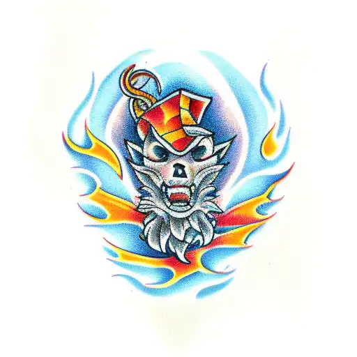 water and fire tattoo design idea