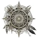 dream catcher with cog tattoo design idea