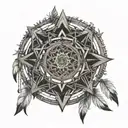 dream catcher with cog tattoo design idea