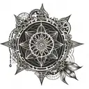 dream catcher with cog tattoo design idea