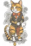 cute cat playing tattoo design idea