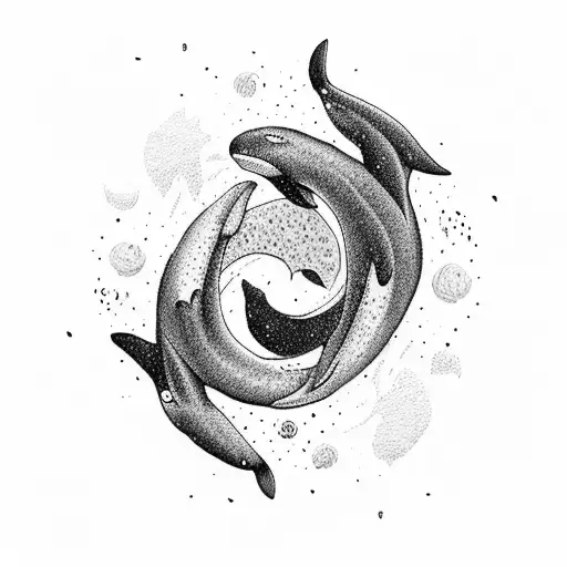 killer whale ying yang tattoo design idea