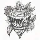 An abstract design incorporating elements of iced coffee and entrepreneurship, representing your passion for both tattoo design idea