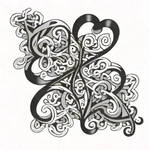 An abstract representation of interconnected puzzle pieces forming a heart, intertwined with an infinity symbol tattoo design idea