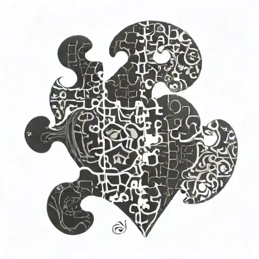 puzzle piece heart shape tattoo design idea