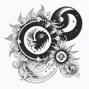 sun and moon eclipse tattoo design idea