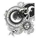 sun and moon eclipse tattoo design idea