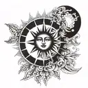 sun and moon eclipse tattoo design idea